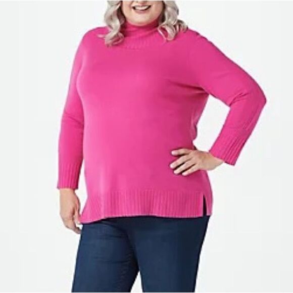 Isaac Mizrahi Live! 2-Ply Cashmere Turtleneck Sweater - Picture 1 of 5
